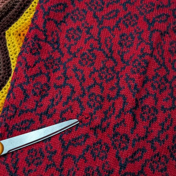 M Vintage Peruvian Connection Long Sleeve Red Knit Dress Bolivia h348 - Picture 5 of 9